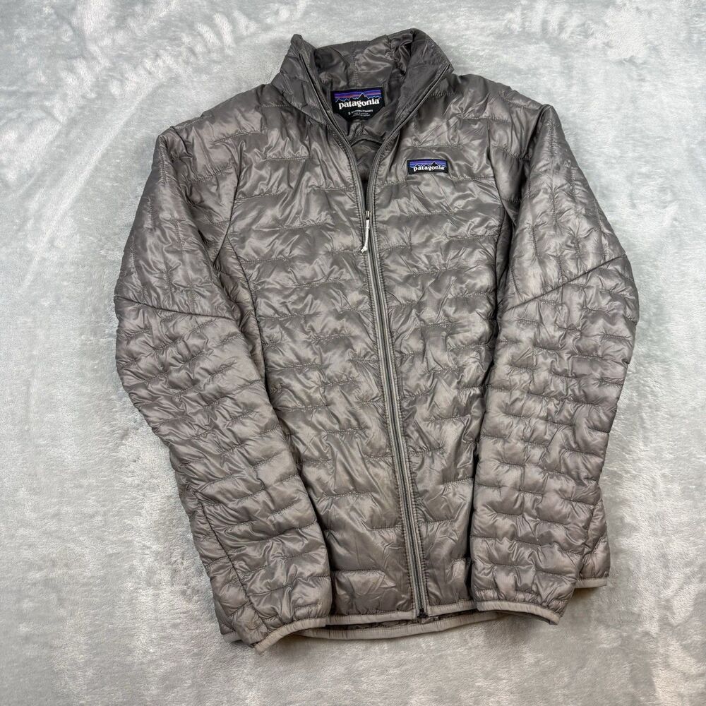 Patagonia Micro Puff Jacket Womens S Silver Insulated Puffer Water Resistant